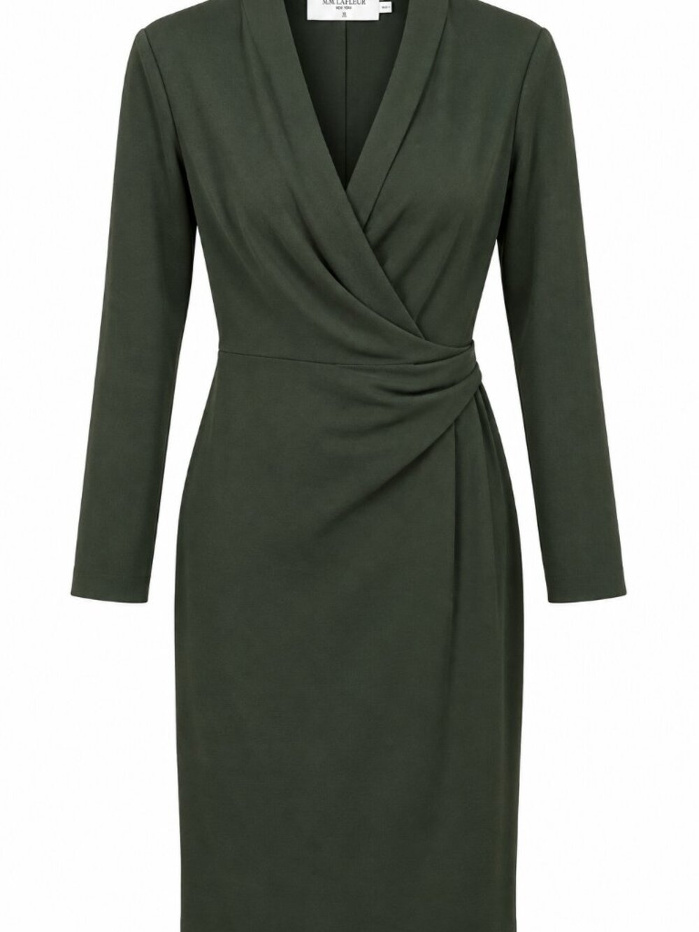 M.M.LaFleur Olive Green Draped Sheath Dress Sz 10 Boss Babe Chic Classic Career